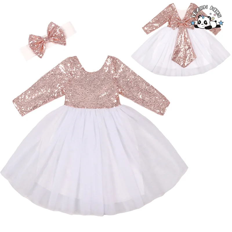 LEZONKIDS - High Quality Custom Latest Design Colorful Sparkle Children Clothing Princess Dress for Girls